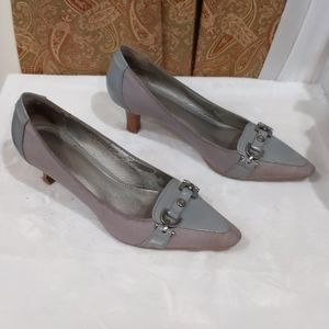 Gray Fabric and varnish shoes